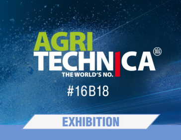 Banner with Agritechnica logo and booth number 16B18